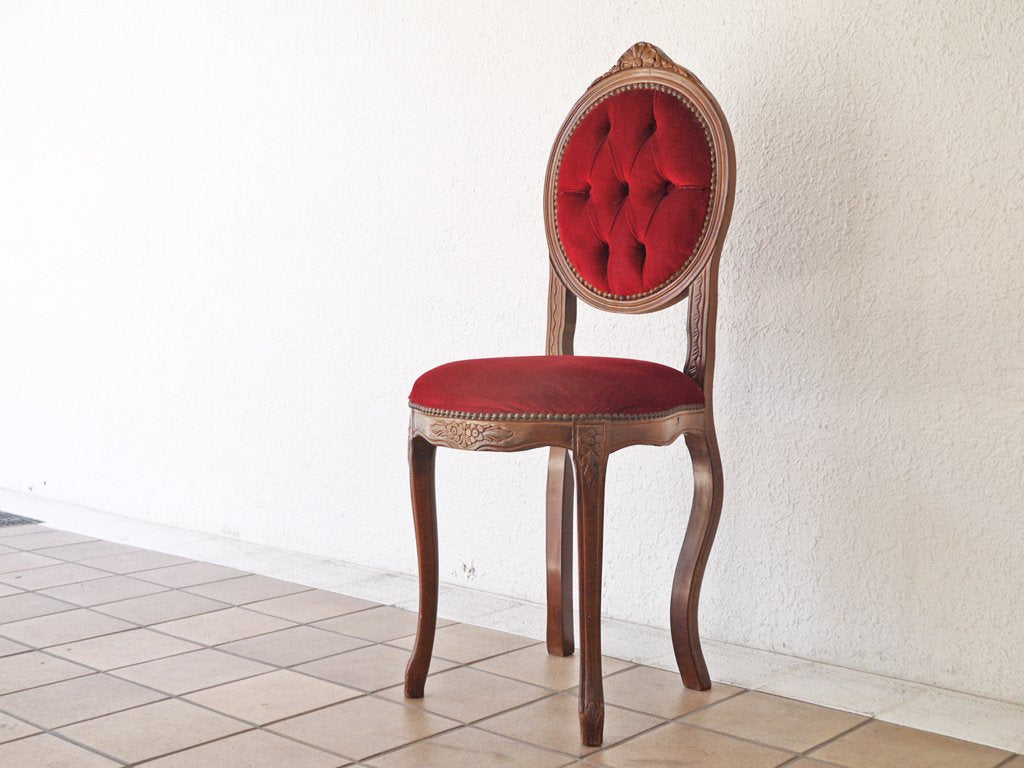 ヨーロピアンクラシカル デザイン European Classical design 木製 サロンチェア 猫脚 レッド イタリア ロココ調 ◇