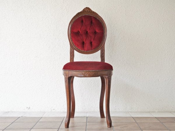 ヨーロピアンクラシカル デザイン European Classical design 木製 サロンチェア 猫脚 レッド イタリア ロココ調 ◇