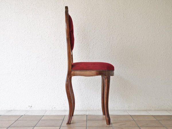 ヨーロピアンクラシカル デザイン European Classical design 木製 サロンチェア 猫脚 レッド イタリア ロココ調 ◇