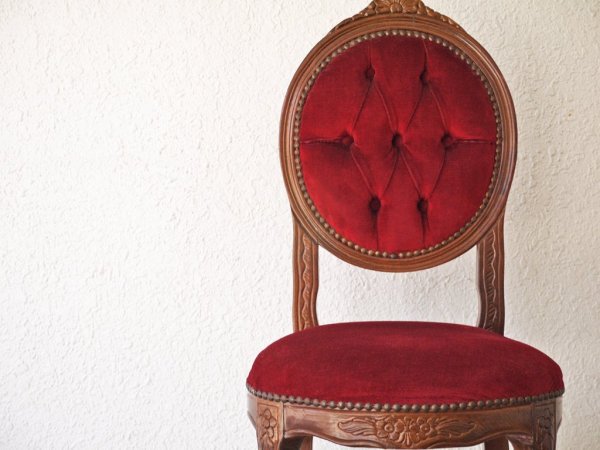 ヨーロピアンクラシカル デザイン European Classical design 木製 サロンチェア 猫脚 レッド イタリア ロココ調 ◇