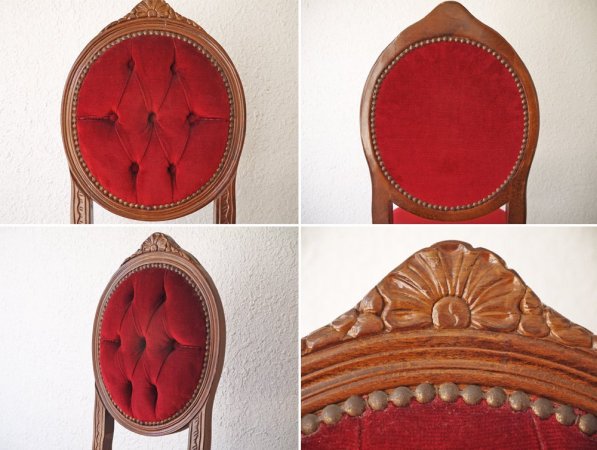 ヨーロピアンクラシカル デザイン European Classical design 木製 サロンチェア 猫脚 レッド イタリア ロココ調 ◇