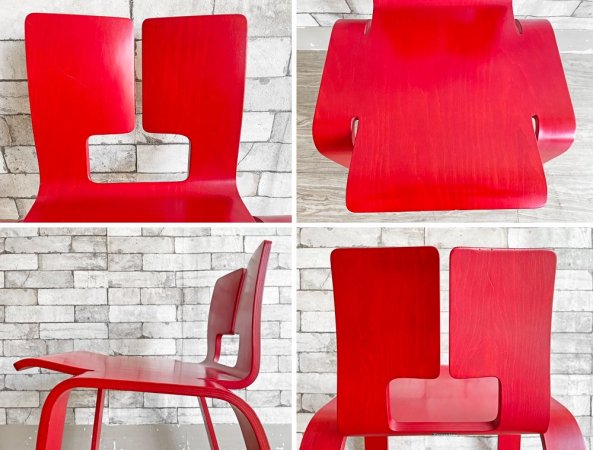 天童木工 TENDO オンブルチェア OMBRE CHAIR ペリアンチェア シャルロット・ペリアン 希少 ビンテージ 厚み14ｍｍ レッド ●