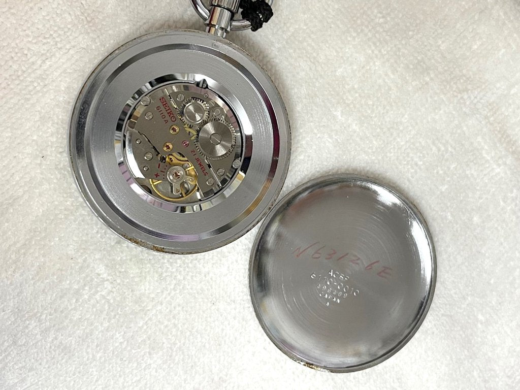 セイコー プレシジョン SEIKO PRECISION 鉄道時計 懐中時計 Cal.6110 21石 手巻き セコンドセッティング 紐付 1974年製 ビンテージ ●
