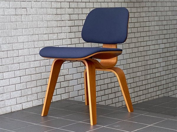 ハーマンミラー Herman Miller プライウッドダイニングチェア DCW チェリー ファブリック ネイビー C&Rイームズ ミッドセンチュリー ■