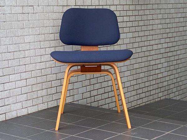 ハーマンミラー Herman Miller プライウッドダイニングチェア DCW チェリー ファブリック ネイビー C&Rイームズ ミッドセンチュリー ■