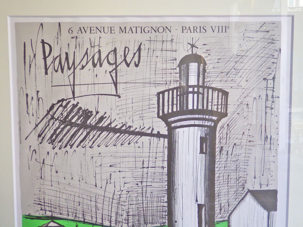 ベルナール・ビュッフェ BERNARD BUFFET 灯台 Le Phare de Guilvinec 展覧会用 リトグラフ ポスター 額装品 1983年 モーリス・ガルニエ画廊 ♪