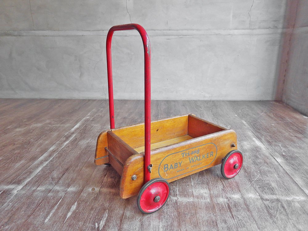 UKビンテージ ベビーウォーカー 手押し車 木製 トライアング Tri-ang 英国 イギリス ♪
