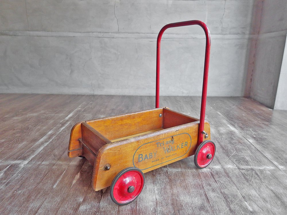 UKビンテージ ベビーウォーカー 手押し車 木製 トライアング Tri-ang 英国 イギリス ♪