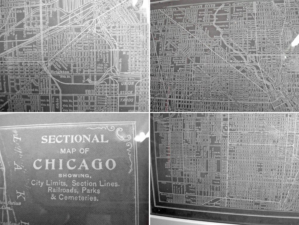 ビジョン・スタジオ Vision Studio シカゴ 地図 プリント ポスター City Map of Chicago グレー 額装品 Crate&Barrel取り扱い アメリカ ♪