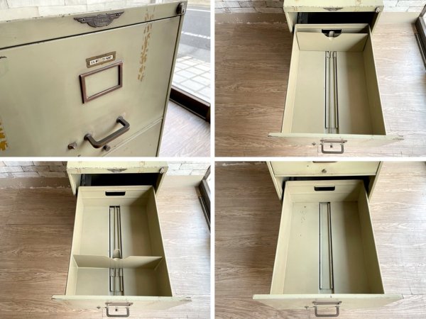 くろがね工作所 ART METAL WORKS Kurogane ジャパンビンテージ スチール製 ファイリングキャビネット 2段 鍵無し モスグレー レトロ インダストリアル ●