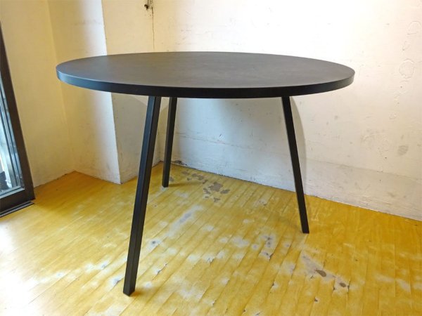 ヘイ HAY ループスタンド ラウンド ダイニング テーブル LOOP STAND ROUND TABLE ブラック リノリウム天板 デンマーク 北欧家具 ★