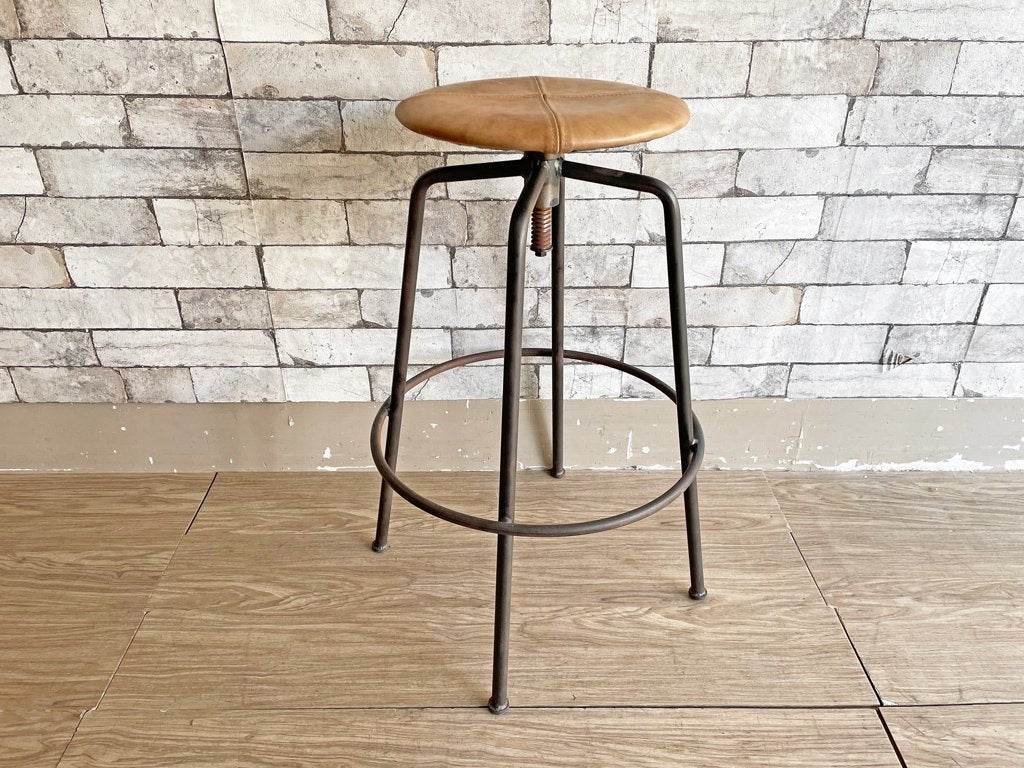 トラックファニチャー TRUCK FURNITURE スット ハイ スツール SUTTO HIGH STOOL レザーシート インダストリアル ビンテージテイスト 定価\67,100- A ●