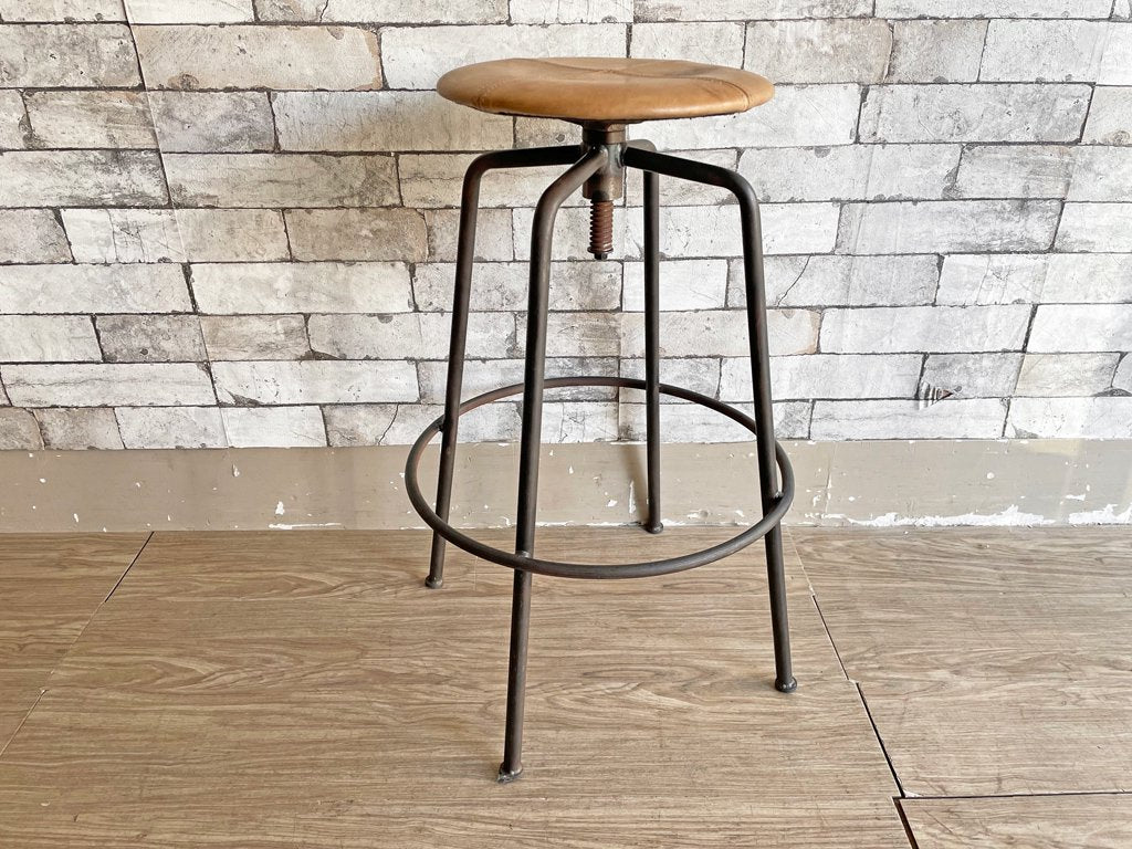 トラックファニチャー TRUCK FURNITURE スット ハイ スツール SUTTO HIGH STOOL レザーシート インダストリアル ビンテージテイスト 定価\67,100- B ●