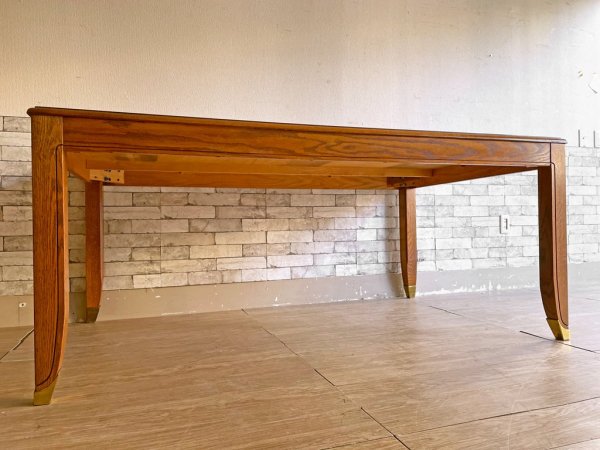 トーマスビル Thomasville オーク材 ダイニングテーブル W173 真鍮 USビンテージ クラシカル 米国家具 ●