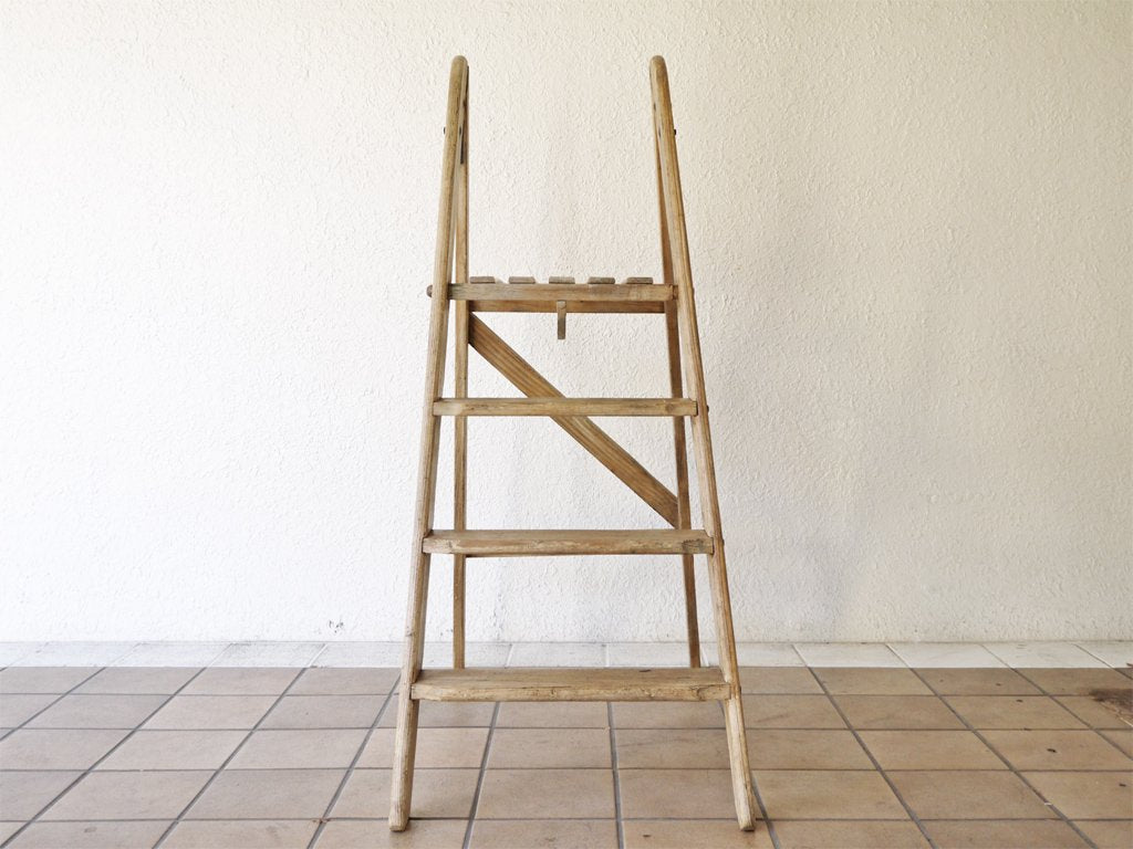 フランス ビンテージ French Vintage ウッドラダー ラダーシェルフ 木製 梯子 脚立 ディスプレイラック 古材 店舗什器 ◇