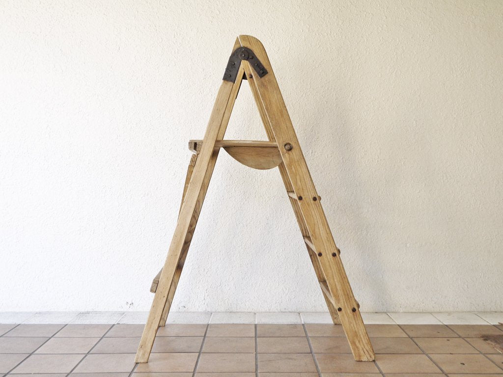 フランス ビンテージ French Vintage ウッドラダー ラダーシェルフ 木製 梯子 脚立 ディスプレイラック 古材 店舗什器 ◇