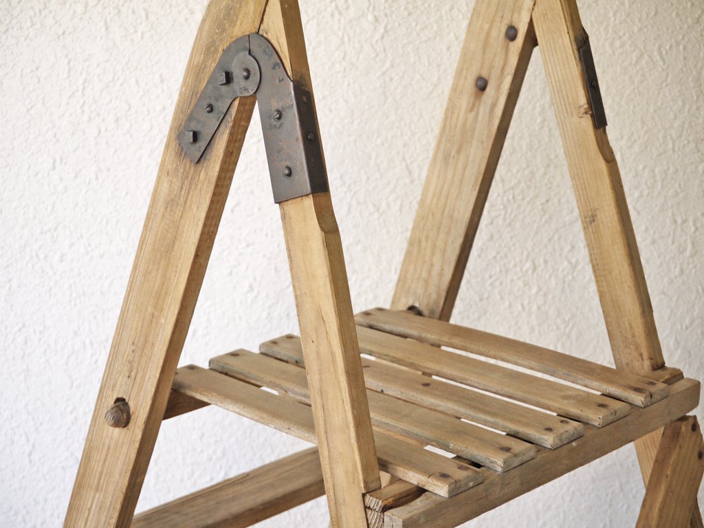 フランス ビンテージ French Vintage ウッドラダー ラダーシェルフ 木製 梯子 脚立 ディスプレイラック 古材 店舗什器 ◇