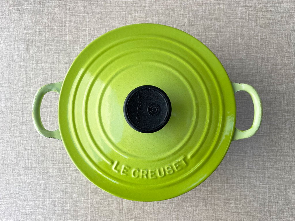 ル クルーゼ LE CREUSET ココットロンド  両手鍋 Φ18? 鋳物 ホーロー キウイ フルーツグリーン フランス ■