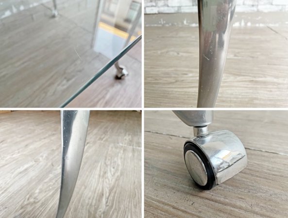 ロルフベンツ ROLFBENZ ガラス ローテーブル センターテーブル W141cm キャスター付 モダンスタイル ドイツ ●