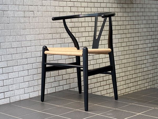 カールハンセン＆サン Carl Hansen & son Yチェア CH24 ビーチ材 ブラック ハンス・J・ウェグナー 日本仕様サイズ ペーパーコード張替済 デンマーク 北欧家具 ■