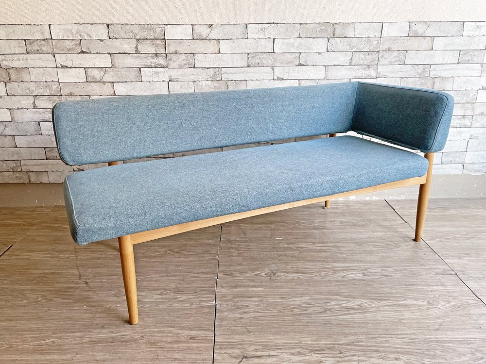 モモナチュラル MOMO Natural ブリック BRICK BENCH COUCH 片アーム バックレスト ベンチソファ アルダー無垢材 ファブリック カバーリング仕様 現状品 ●