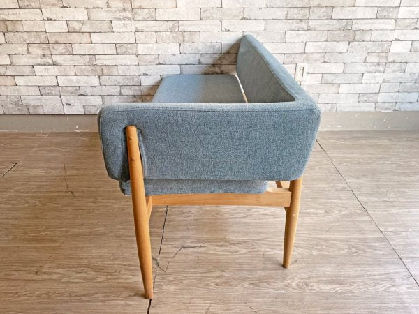 モモナチュラル MOMO Natural ブリック BRICK BENCH COUCH 片アーム バックレスト ベンチソファ アルダー無垢材 ファブリック カバーリング仕様 現状品 ●