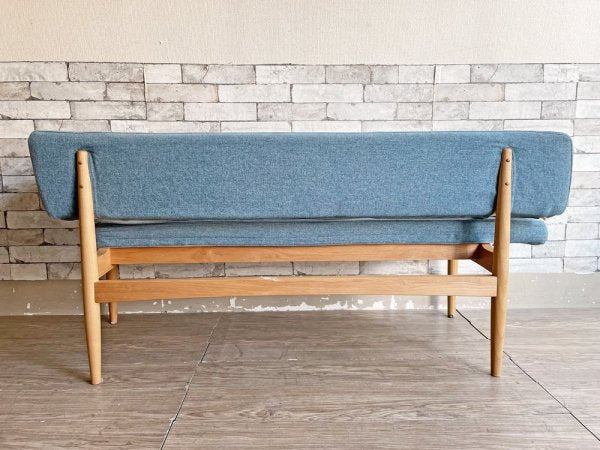 モモナチュラル MOMO Natural ブリック BRICK BENCH COUCH 片アーム バックレスト ベンチソファ アルダー無垢材 ファブリック カバーリング仕様 現状品 ●