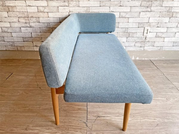 モモナチュラル MOMO Natural ブリック BRICK BENCH COUCH 片アーム バックレスト ベンチソファ アルダー無垢材 ファブリック カバーリング仕様 現状品 ●