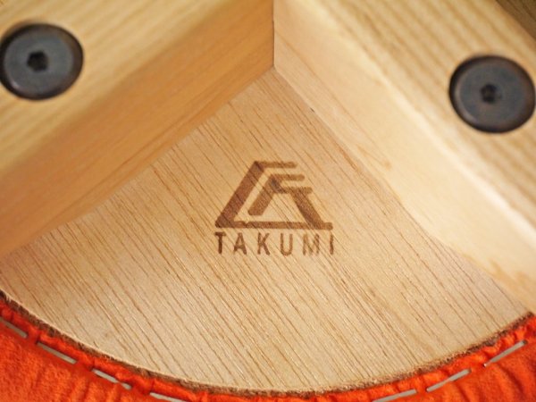 匠工芸 TAKUMI マッシュルーム スツール ハイスツール Mサイズ ホワイトアッシュ材 スウェード オレンジ 旭川 ◇