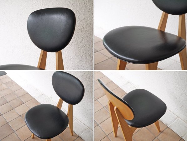 イデー IDEE ダイニングチェア DINING CHAIR 長大作 ブラック PVCレザー 食卓椅子 ジャパニーズモダン ◇