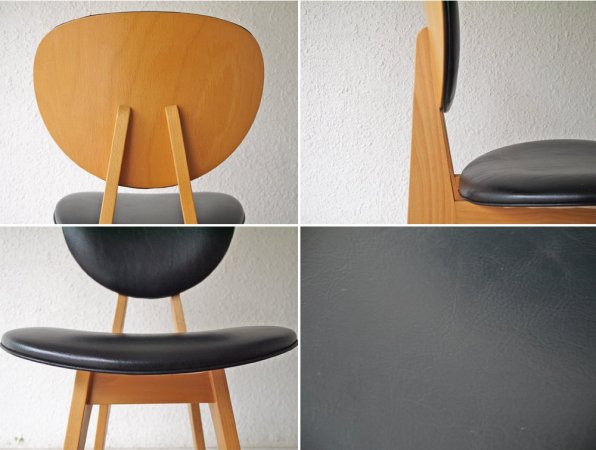 イデー IDEE ダイニングチェア DINING CHAIR 長大作 ブラック PVCレザー 食卓椅子 ジャパニーズモダン ◇