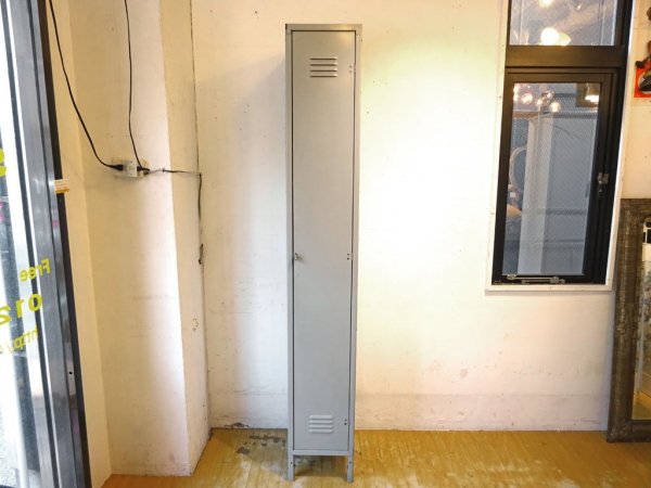 USビンテージ Vintage スチールトールロッカー グレー 5段 H202cm インダストリアル シューズケース ACME Furniture 購入品 ★