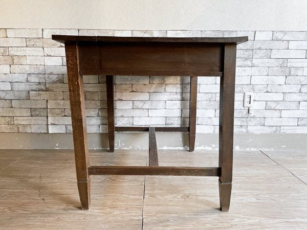 ジャパンビンテージ Japan Vintage 木味 杉材 デスク 作業机 抽斗2杯 真鍮取手 W91cm 古家具 ●