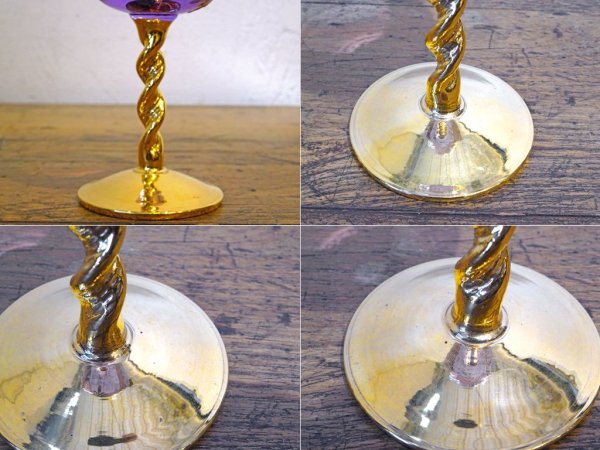 ベネチアンガラス ムラノ Venezian glass murano シェリーグラス Sherry Glass ピンク ゴールド 24KT 金彩 小花柄 ヴェネチアングラス ★