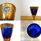 ベネチアンガラス ムラノ Venezian glass murano シェリーグラス Sherry Glass ブルー ゴールド 24KT 金彩 小花柄 ヴェネチアングラス ★