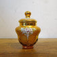 ベネチアンガラス ムラノ Venezian glass murano シュガー ポット アンバーガラス ゴールド 24KT 金彩 小花柄 ヴェネチアングラス ★