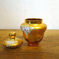 ベネチアンガラス ムラノ Venezian glass murano シュガー ポット アンバーガラス ゴールド 24KT 金彩 小花柄 ヴェネチアングラス ★