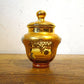 ベネチアンガラス ムラノ Venezian glass murano シュガー ポット アンバーガラス ゴールド 24KT 金彩 小花柄 ヴェネチアングラス ★