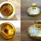 ベネチアンガラス ムラノ Venezian glass murano シュガー ポット アンバーガラス ゴールド 24KT 金彩 小花柄 ヴェネチアングラス ★