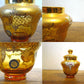 ベネチアンガラス ムラノ Venezian glass murano シュガー ポット アンバーガラス ゴールド 24KT 金彩 小花柄 ヴェネチアングラス ★