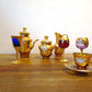 ベネチアンガラス ムラノ Venezian glass murano シュガー ポット アンバーガラス ゴールド 24KT 金彩 小花柄 ヴェネチアングラス ★