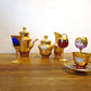 ベネチアンガラス ムラノ Venezian glass murano ティーポット アンバーガラス ゴールド 24KT 金彩 小花柄 ヴェネチアングラス ★
