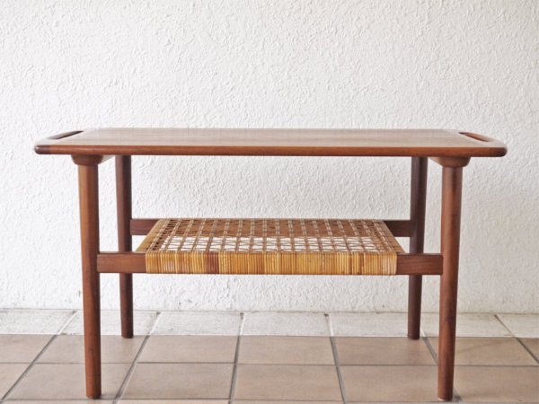 anton kildeberg møbelfabrik社 デンマークビンテージ Danish Vintage チーク材 ラタン センターテーブル 北欧家具 希少品 ◇