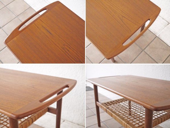 anton kildeberg møbelfabrik社 デンマークビンテージ Danish Vintage チーク材 ラタン センターテーブル 北欧家具 希少品 ◇