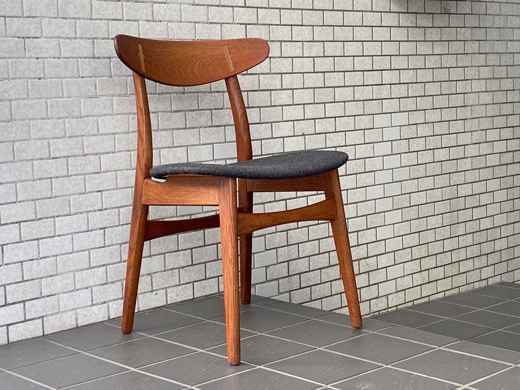 カールハンセン&サン Carl Hansen & Son CH30 ビンテージ ダイニングチェア チーク材×オーク材 ファブリック ハンス・J・ウェグナー 北欧家具 ■