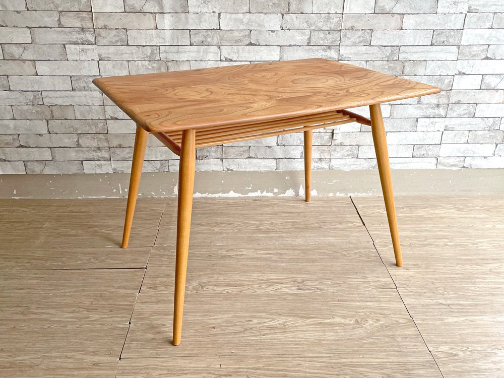 アーコール Ercol ブレックファストテーブル Breakfast Table ダイニングテーブル エルム材 マガジンラック付き UKビンテージ UK Vintage 英国 脚カット ●