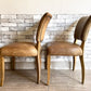 レストレーション ハードウェア Restoration Hardware ダイニングチェア 2脚セット レザー オーク材 スタッズ付 ビンテージスタイル ●