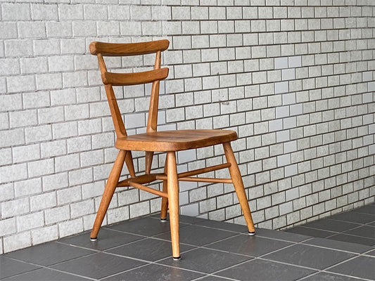 アーコール Ercol ダブルバックチェア イエロードット スタッキング スクールチェア キッズチェア エルム材 花台 ビンテージ 英国家具 ■