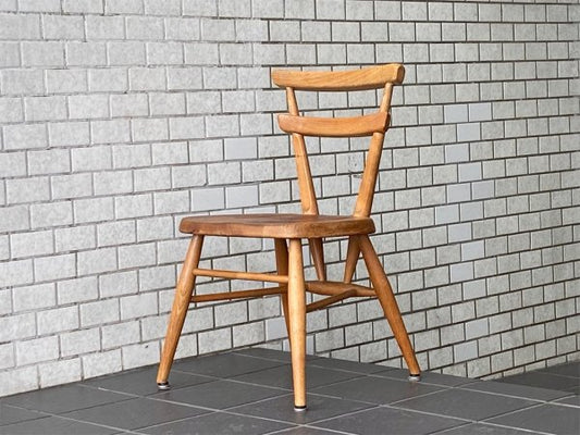 アーコール Ercol ダブルバックチェア イエロードット スタッキング スクールチェア キッズチェア エルム材 花台 ビンテージ 英国家具 ■