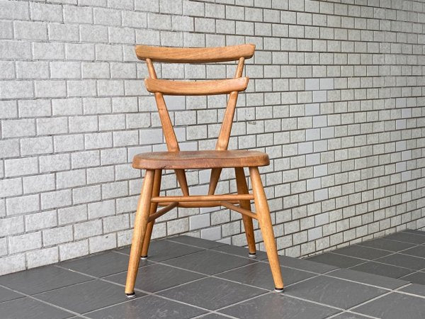 アーコール Ercol ダブルバックチェア イエロードット スタッキング スクールチェア キッズチェア エルム材 花台 ビンテージ 英国家具 ■